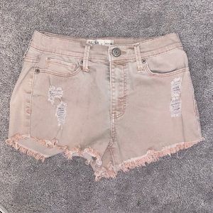 size three salmon ripped jean shorts